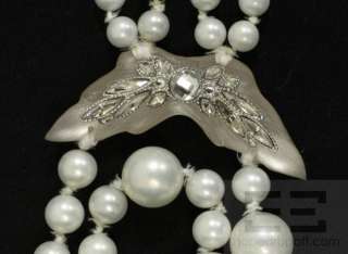 Alexis Bittar Pearl & Pewter Lucite Jeweled Wings Necklace  