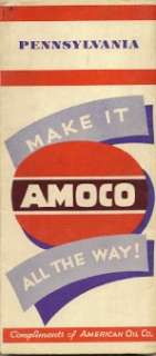 1948 AMOCO PERMALUBE Road Map PENNSYLVANIA Pittsburgh  