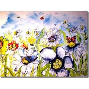  Butterflies and Flowers by Derek McCrea   Ceramic Tile 