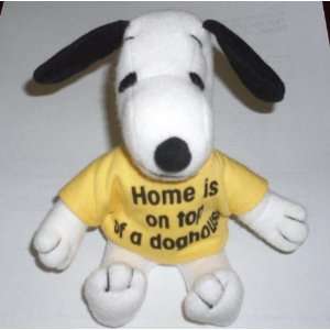 Peanuts Snoopy Applause Soft Doll   Shirt Reads Home Is On Top of a 