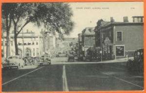 Postcard Auburn Maine ME Court Street/Old Cars  