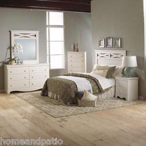 NIB 5PC Hampton White Cottage Full/Queen Bedroom Set  