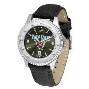 Maine Black Bears Suntime Competitor Leather Anochrome Mens NCAA Watch