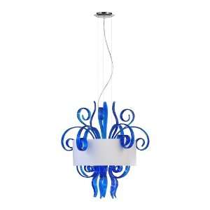 Jellyfish 6 Light 29 Blue Blown Glass Cassina Pendant with A White 