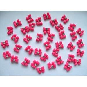  Nail Art 3d 40 Pieces Hot Pink Bow Tie/Rhinestone for 