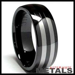 MM Ceramic Ring Band W/ Tungsten Inlay 8,9,10,11,12  