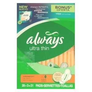  Always Ultra OverNight Thin Pads with Flexi Wings ~31 Pack 