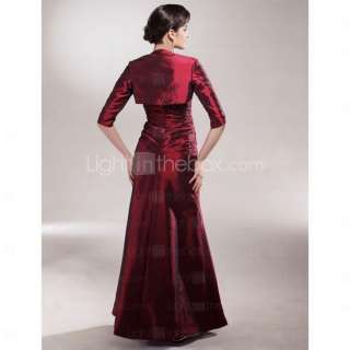 Burgundy Mother of the Bride Wedding Dress With A Wrap  