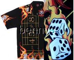 NEW Vegas craps dice flames biker shirt, Dragonfly, XXL  