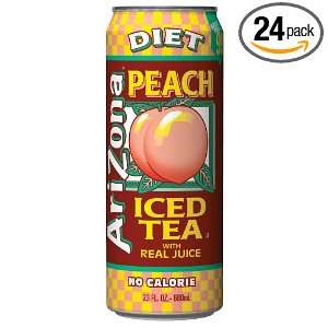 Arizona Diet Peach Tea, 23 Ounce (Pack of 24)  Grocery 