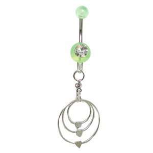   beads and sterling silver dangling design, UV Belly Button ring UVF 12