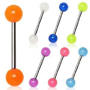  316L Surgical Steel Barbell with Light Blue Glow in the 