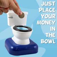 New Toilet Bank Funny Flushing Flush Noise Coin Drop Bank Gag 