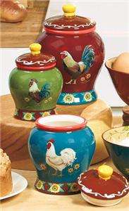 EARTHENWARE GOOD MORNING ROOSTER KITCHEN CANISTER AND/OR SERVING 