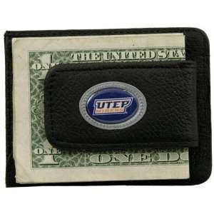   UTEP Miners Black Leather Card Holder & Money Clip