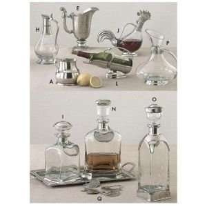  Arte Italica Pewter & Glass Decanters L. Taverna Bottle 