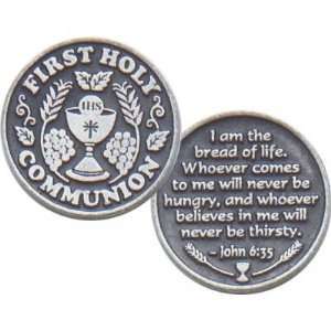 Holy Communion Pewter Pocket Good Luck Love Token Coin