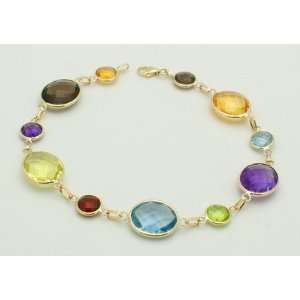   Oval&Round Multi Colored Gemstones Bracelet 8 New 