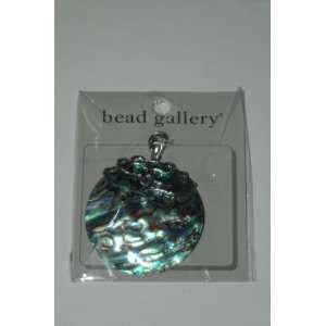  Bead Gallery Abalone Round Pendant with Silver Top 50mm 