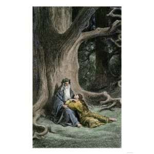 Merlin and Vivian in the Forest, from Legends of King Arthur Stretched 