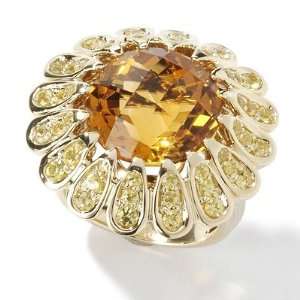  14K Gold Citrine & Yellow Sapphire Flower Ring Jewelry