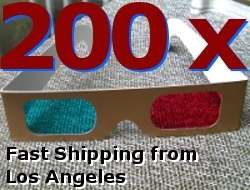 200 3D Glasses Anaglyph Red / Blue (cyan) Paper  Ships FAST from Los 