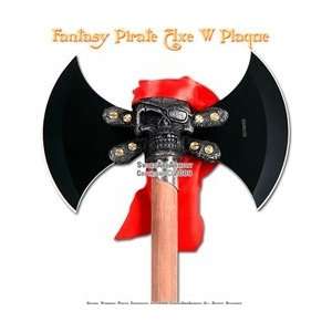  Fantasy Pirate Axe Double Blade With Cross Bone Skull 