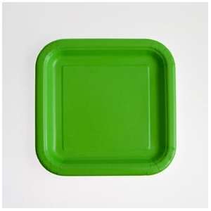  7 Lime Green Square Plates