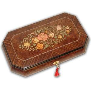 30 Note Grand Exquisite Floral Inlay Jewelry Box with Lock 