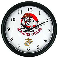 Deluxe US Marines Bull Dog Collectible Chime Wall Clock  