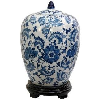 Classic Asian Spice Jar   12 Chinese Blue & White Porcelain Melon Jar 
