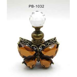  Amber Butterfly Shaped Perfume Bottle 3in H