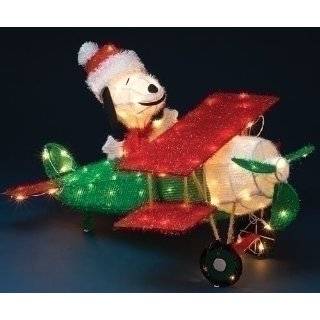 Lighted Peanuts Snoopy Airplane Fuzzy Sisal Christmas Yard Art