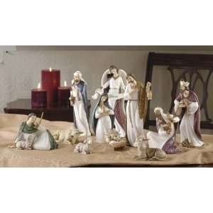 11 Psc Set Of Josephs Studio Unique Stone Damask Christmas Nativity 