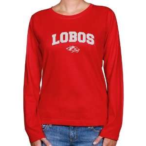 UNM Lobos Shirts  New Mexico Lobos Ladies Red Logo Arch Long Sleeve 