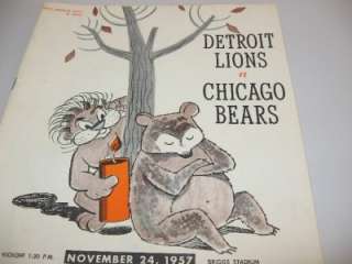 1957 Detroit Lions Vs. Chicago Bears Vintage NFL Football Game Program 