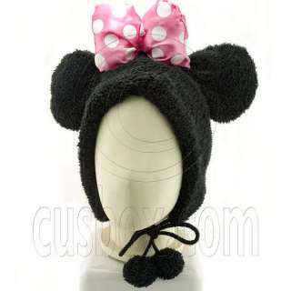 Black Mickey Bow Animal 3D Fur Mascot Plush Costume Halloween Party 