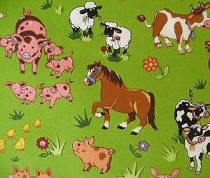   Animals Horse Pig Cow Duck Sheep Quilting Patchwork Fabric  