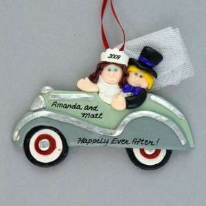  Personalized Groom and Bride in Car Ornament