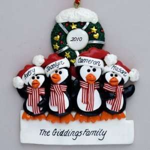  Personalized Four Penguins Christmas ornament
