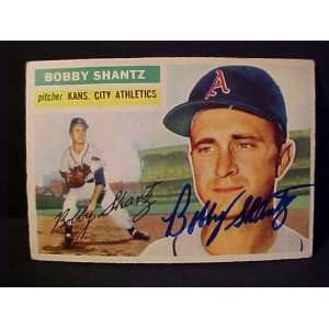 Bobby Shantz Kansas City Athletics #261 1956 Topps Autographed 