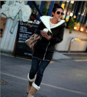 Women Winter Warm Zip Hoodie Jacket Coat Outerwear Size S M Gray Black 