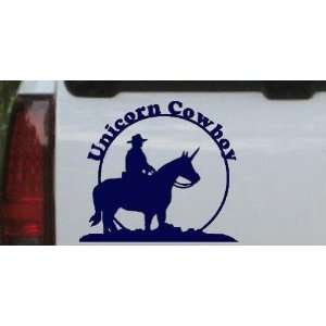 Unicorn Cowboy Funny Car Window Wall Laptop Decal Sticker    Navy 22in 