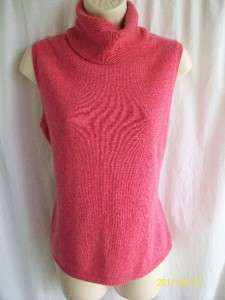 ALFANI rose sleeveless turtleneck cashmere sweater L  