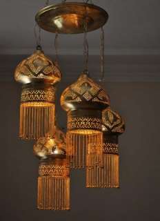 in 1 Moroccan Brass Ceiling Light Fixture / Lamp / Chandelier  