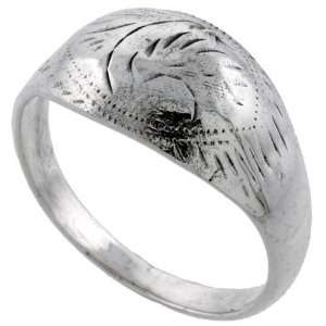 Sterling Silver Hand Engraved Dome Ring (Available in Sizes 6 to 14 
