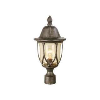   Light Outdoor Post Lamp Lighting Fixture, Antique Pewter, Seeded Glass