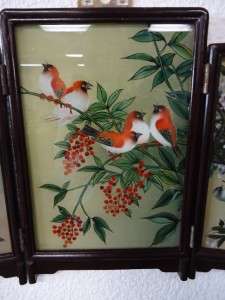 Vintage Chinese Reverse Painted Glass Wall Screen/Panel  