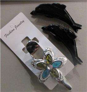 Flower, Dolphin and Claw Hair Clips   3pc or 2pc sets available  