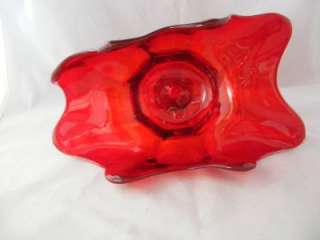 Ruby Red Art Glass Banana Boat Bowl Stand Awesome  